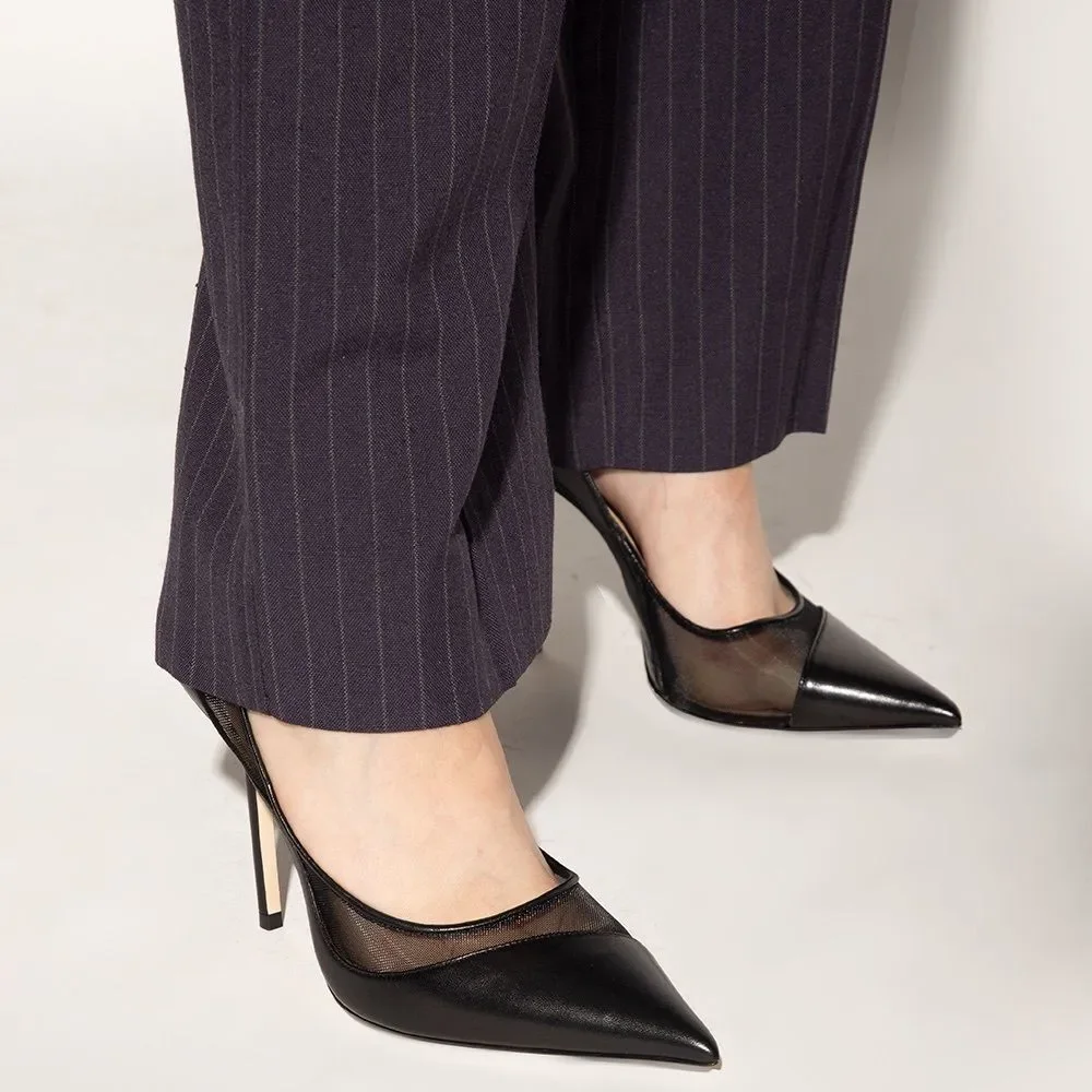 Jimmy Choo Love 85 Leather Mesh Pointed-Toe Pumps, New, Size 43 - Picture 16 of 16